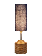 Wood Table lamp with Blue Jute Shade (AEAP15)