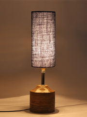 Wood Table lamp with Blue Jute Shade (AEAP15)