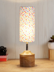 Wood Table lamp with Multicolor cotton Shade (AEAP18)