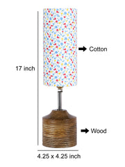 Wood Table lamp with Multicolor cotton Shade (AEAP18)