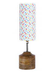 Wood Table lamp with Multicolor cotton Shade (AEAP18)