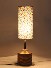 Wood Table lamp with Multicolor cotton Shade (AEAP18)