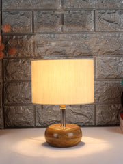 Off-White Cotton Shade with Wood Lamp Base (AC)