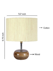 Off-White Cotton Shade with Wood Lamp Base (AC)