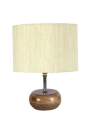 Off-White Cotton Shade with Wood Lamp Base (AC)