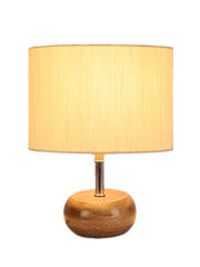 Off-White Cotton Shade with Wood Lamp Base (AC)