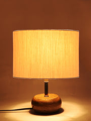 Off-White Cotton Shade with Wood Lamp Base (AC)