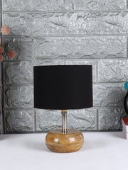 Black Cotton Shade with Wood Lamp Base (AD)