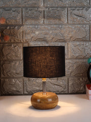 Black Cotton Shade with Wood Lamp Base (AD)