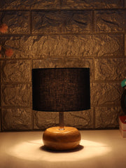 Black Cotton Shade with Wood Lamp Base (AD)