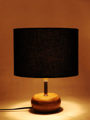 Black Cotton Shade with Wood Lamp Base (AD)