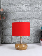 Red Cotton Shade with Wood Lamp Base (AE)