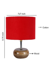 Red Cotton Shade with Wood Lamp Base (AE)