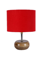 Red Cotton Shade with Wood Lamp Base (AE)