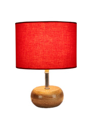 Red Cotton Shade with Wood Lamp Base (AE)