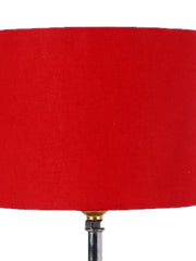 Red Cotton Shade with Wood Lamp Base (AE)