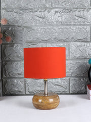 Orange Cotton Shade with Wood Lamp Base (AF)