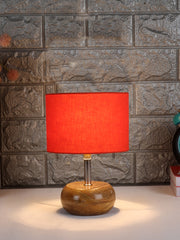 Orange Cotton Shade with Wood Lamp Base (AF)