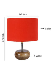 Orange Cotton Shade with Wood Lamp Base (AF)