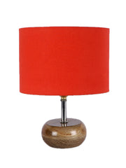 Orange Cotton Shade with Wood Lamp Base (AF)