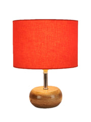 Orange Cotton Shade with Wood Lamp Base (AF)