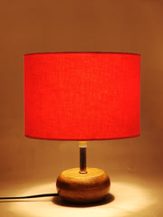 Orange Cotton Shade with Wood Lamp Base (AF)