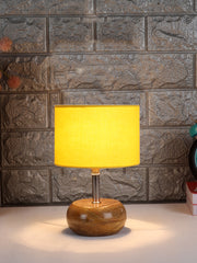 Yellow Cotton Shade with Wood Lamp Base (AJ)