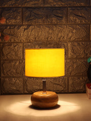 Yellow Cotton Shade with Wood Lamp Base (AJ)