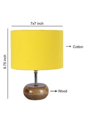 Yellow Cotton Shade with Wood Lamp Base (AJ)