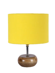 Yellow Cotton Shade with Wood Lamp Base (AJ)