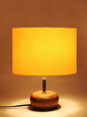 Yellow Cotton Shade with Wood Lamp Base (AJ)