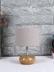 Grey Cotton Shade with Wood Lamp Base(AK)