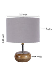 Grey Cotton Shade with Wood Lamp Base(AK)