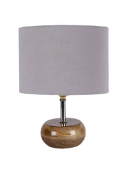 Grey Cotton Shade with Wood Lamp Base(AK)