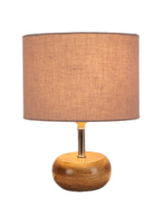 Grey Cotton Shade with Wood Lamp Base(AK)