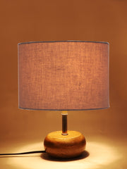 Grey Cotton Shade with Wood Lamp Base(AK)