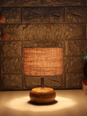 Beige Jute Shade with Wood Lamp Base (AG)