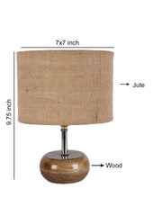 Beige Jute Shade with Wood Lamp Base (AG)