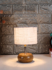 White Jute Shade with Wood Lamp Base (AI)