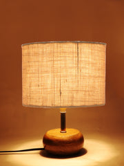 White Jute Shade with Wood Lamp Base (AI)