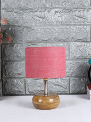 Pink Jute Shade with Wood Lamp Base (CI)