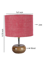Pink Jute Shade with Wood Lamp Base (CI)
