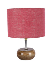 Pink Jute Shade with Wood Lamp Base (CI)