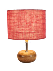 Pink Jute Shade with Wood Lamp Base (CI)