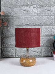 Maroon Jute Shade with Wood Lamp Base (YU)