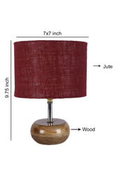 Maroon Jute Shade with Wood Lamp Base (YU)