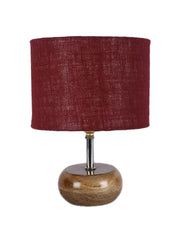 Maroon Jute Shade with Wood Lamp Base (YU)