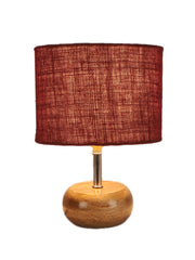 Maroon Jute Shade with Wood Lamp Base (YU)