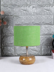 Green Jute Shade with Wood Lamp Base (Ja)
