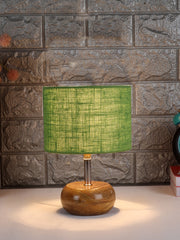 Green Jute Shade with Wood Lamp Base (Ja)